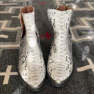 Jeffrey Campbell Cromwell Silver Snake Print Women's Ankle Boots